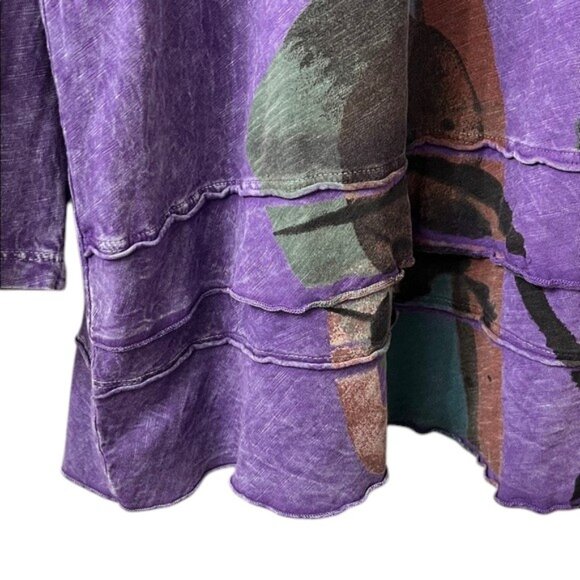Jess & Jane Purple Mineral Wash Tunic Abstract Geo Print 100% Cotton  Size 1X - Picture 5 of 10